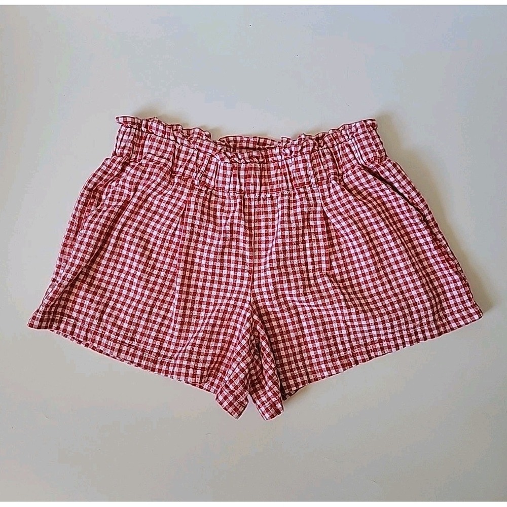Morgan Taylor Paperbag‎ Shorts XL Gingham Check Picnic Plaid Pull On Cottagecore
